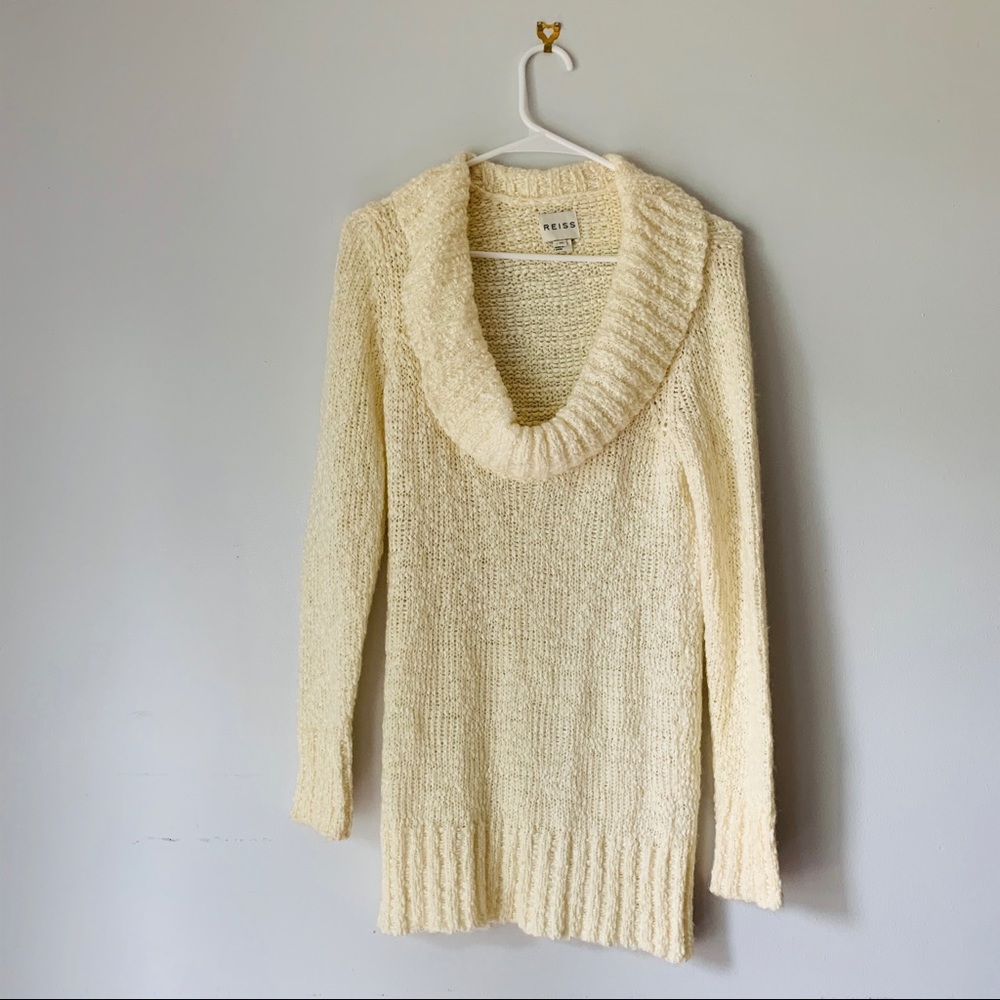 REISS Chenille Cowl Neck Mohair Wool Blend Sweater